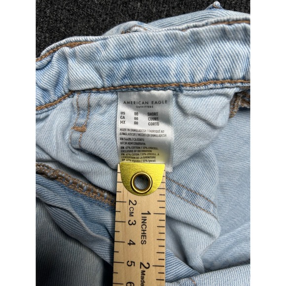 American Eagle Womens Light Wash Denim Cargo Baggy Jogger Jeans Size 00 Short - Picture 5 of 11